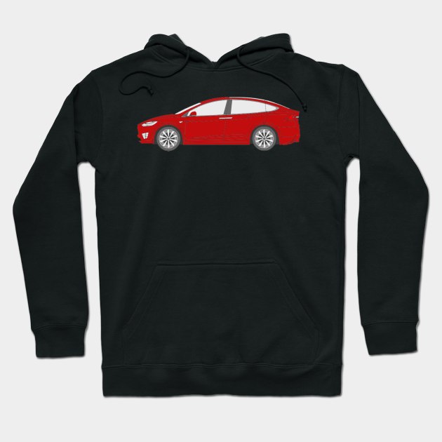 Tesla Model 3 Red Outline Hoodie by dgc